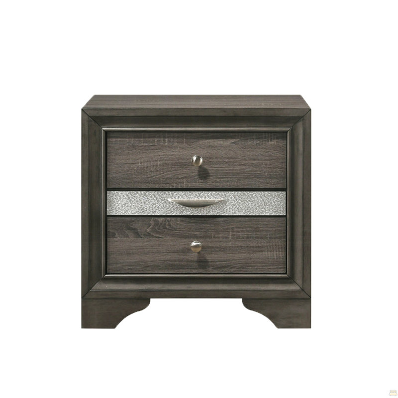 2 Drawers And 1 Jewelry Drawer Nightstand, Gray