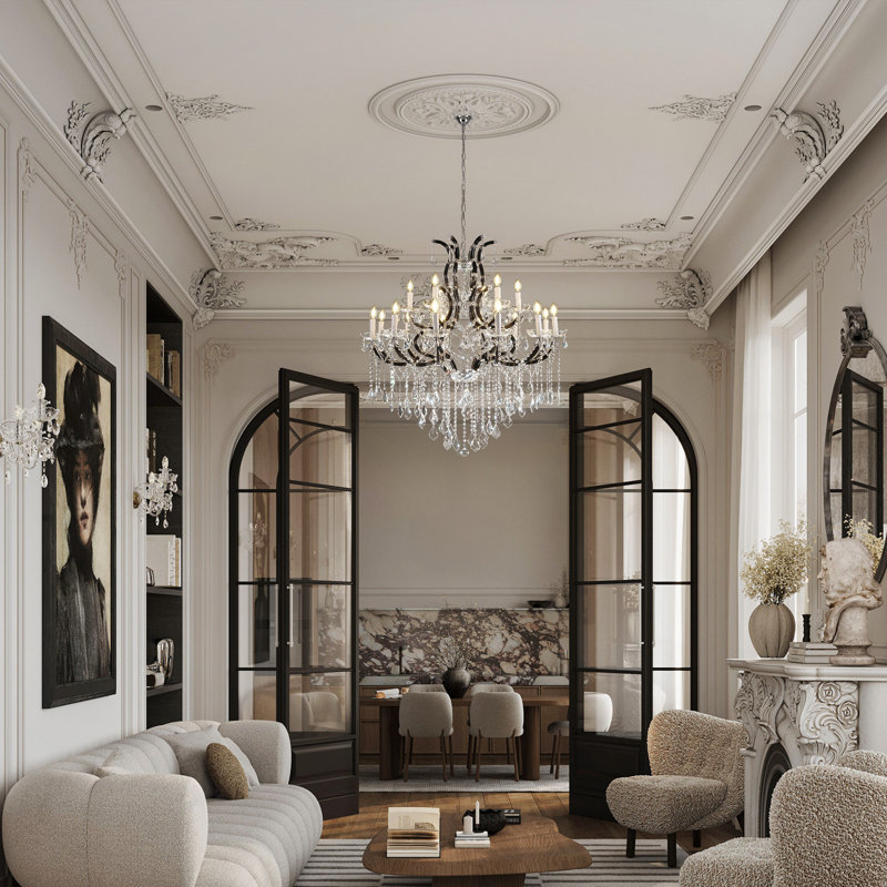 Lustre 18 lumières en cristal 18 "classique