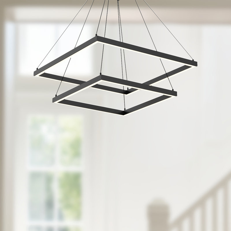 Piazza LED Chandelier, Black, 2, 1.375" H x 31.5" W x 31.5" D