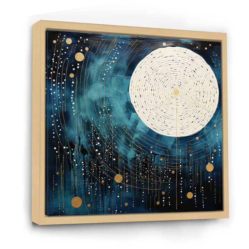 Lune bleue minimalisme IV sur toile, H 30 po x l 30 po x P 1 po, Cadre naturel flottant
