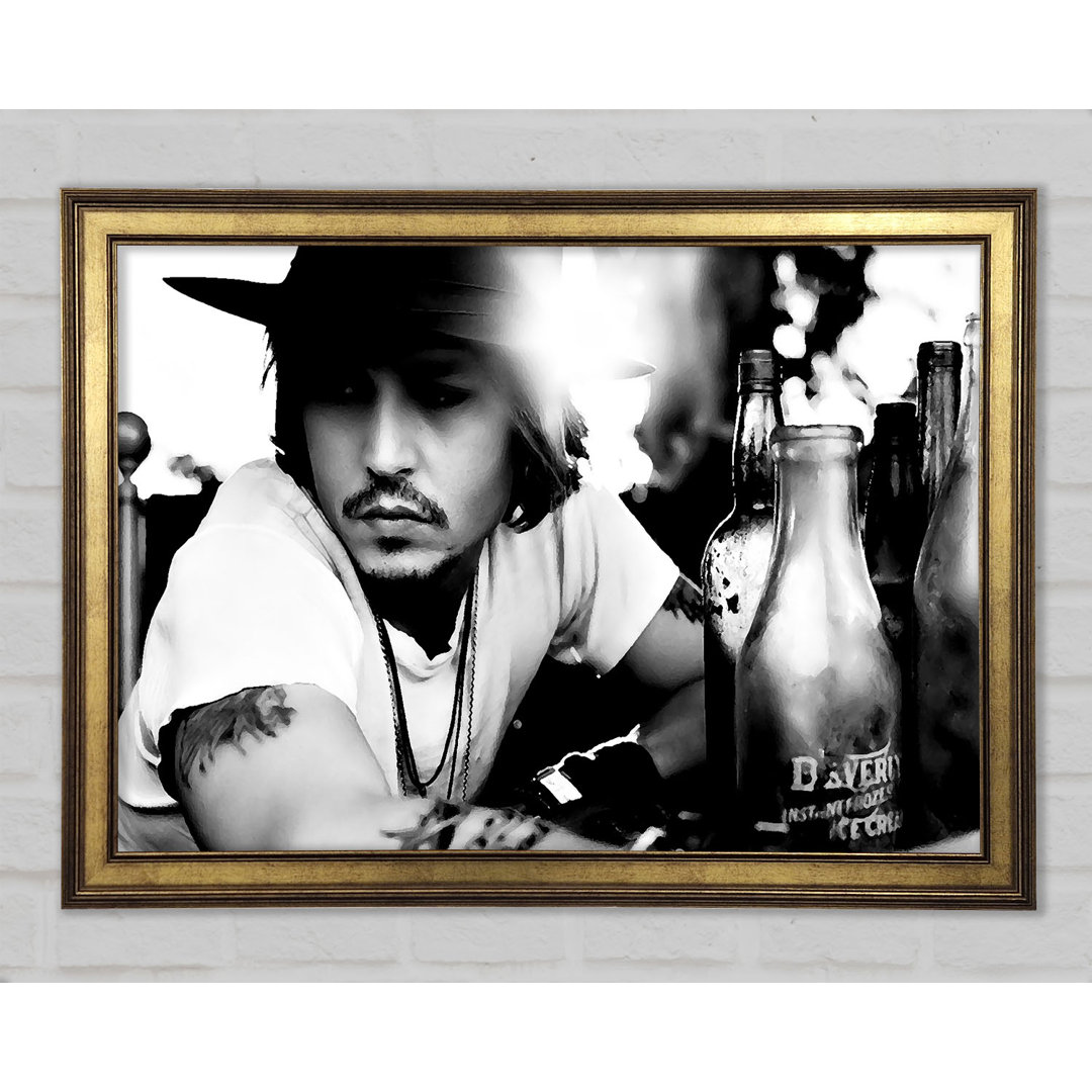 Johnny Depp Hut B N W - Druck