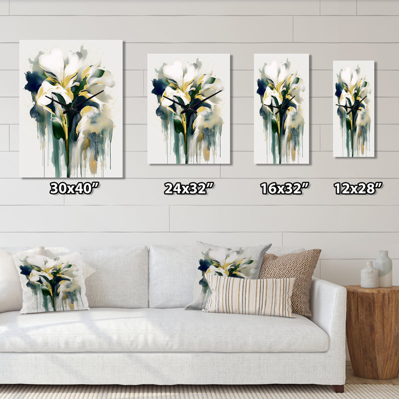 Green Impression Of Iris - Floral Wall Clock, Large
