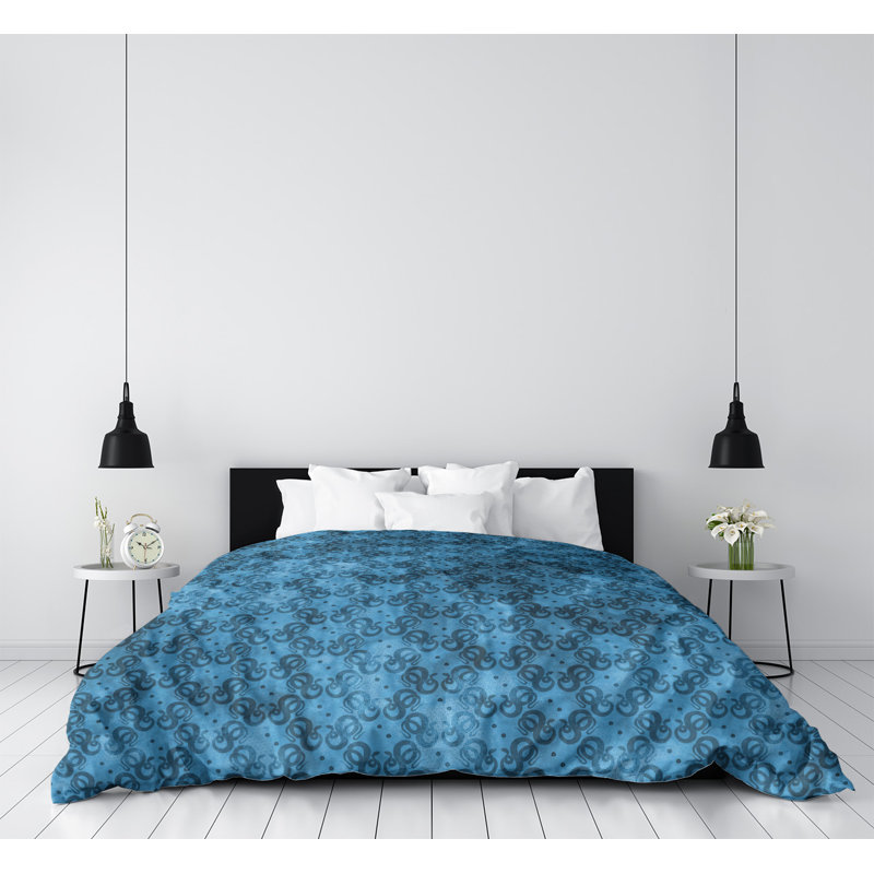 Housse de couette Katelyn Elizabeth, Housse de couette pour très grand lit, Bleu, Microfibre