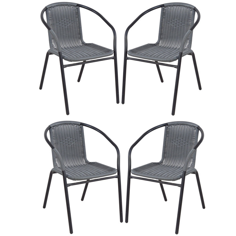 Fauteuil de patio empilable Mariyha, Noir