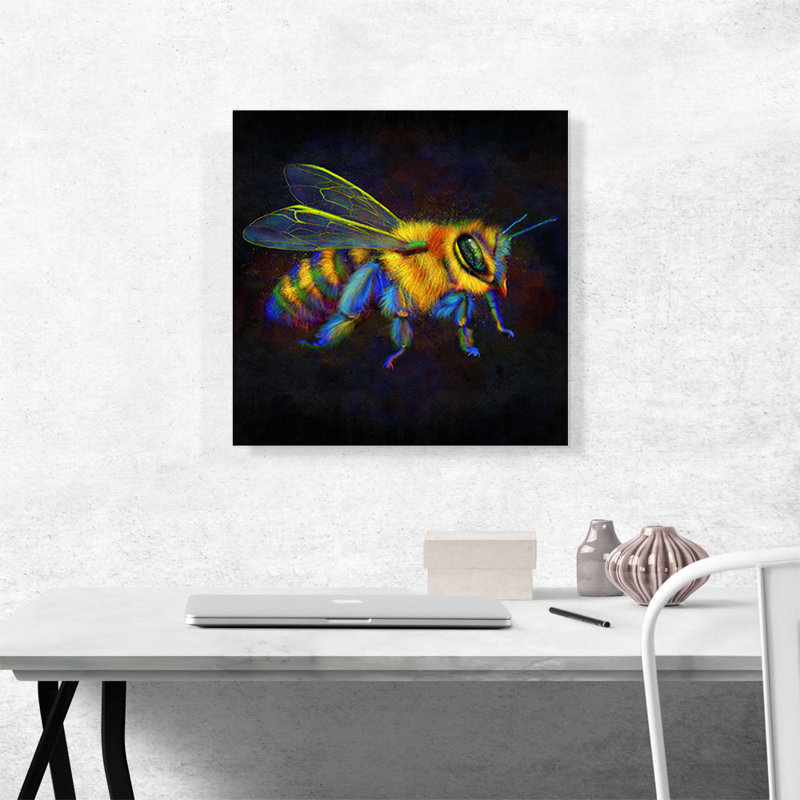 «Honey Bumble Bee Insect», impression sur toile tendue, H 18 po x l 18 po x 1,5 po