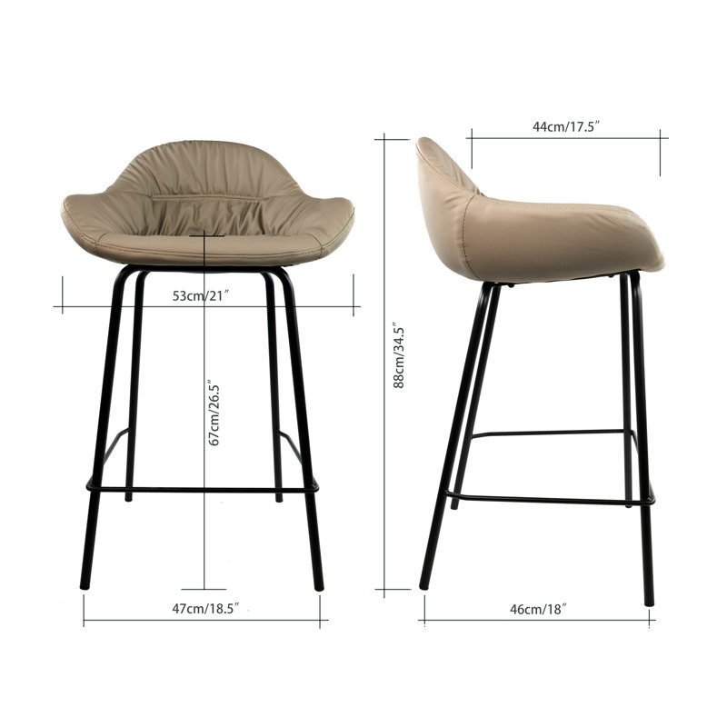 Ensemble de chaises de salle à manger rembourrées, similicuir, structure en métal, style moderne (kaki froissé)