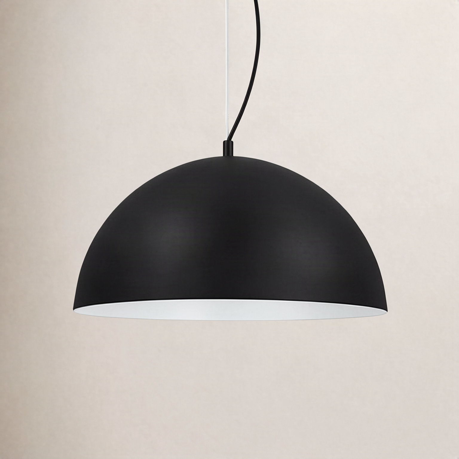 Ainslee Single Light Metal Dimmable Pendant, Black/White, 83.31" H x 10.31" W x 21" D
