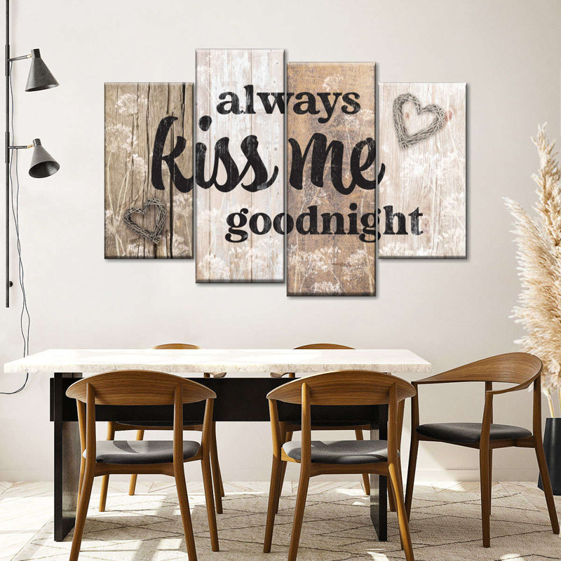 Kiss Me Goodnight, ensemble de typographie sur toile 4 pièces, H 22 po x l 36 po x P 1 po