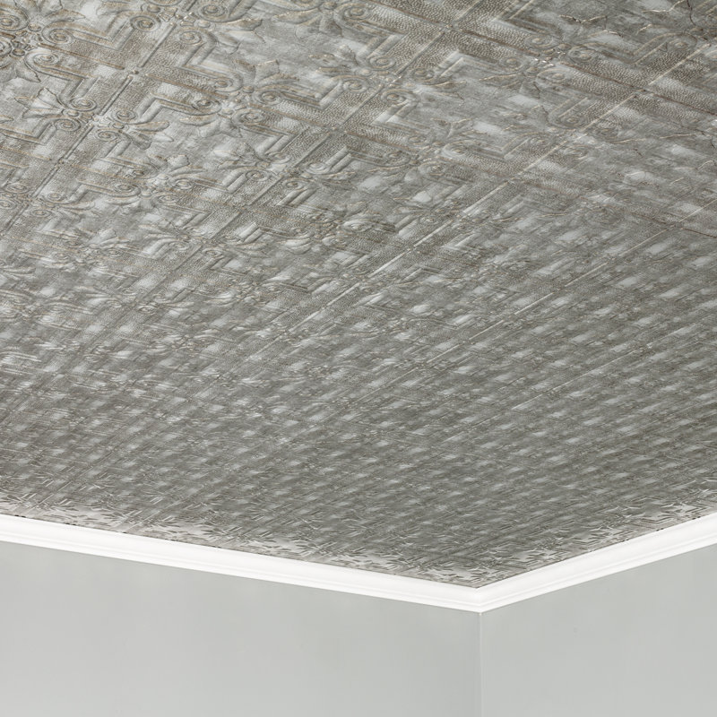 Panneau de plafond décoratif en vinyle FASÄDE Regalia, Argent Crosshatch