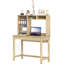 Bureau d'ordinateur avec rangement, table d'étude avec étagères, chêne