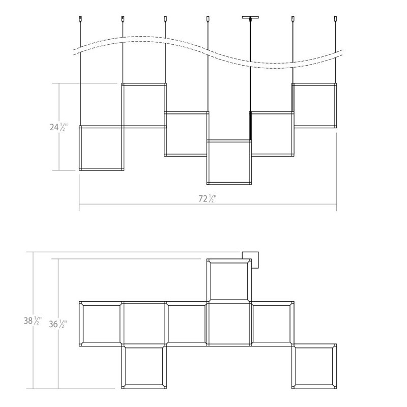 Cubix 12 - Light LED Chandelier, 6