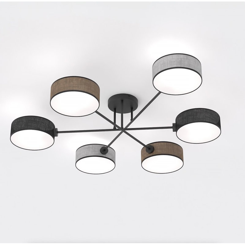 Spandrel Flush Mount, Fabric, Black/Brown/Gray