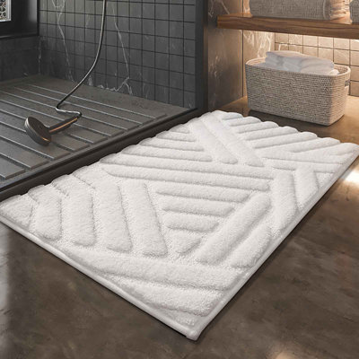  Bathroom Rugs Mat Color Bathroom Flocking Absorbent Floor Mat, Household Restroom Thickened Toilet Foot Mat, Quick Drying, Non Slip Carpet
