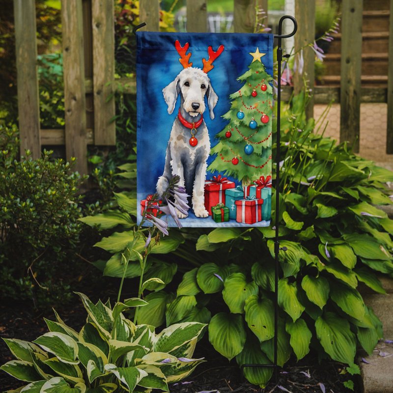 Christmas Reindeer Garden Flag, Bedlington Terrier
