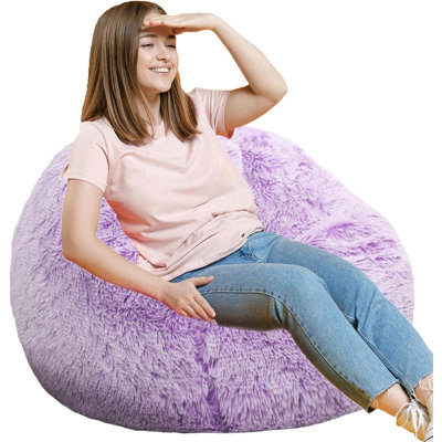 Shaggy Faux Fur Bean Bag Sofa – Durable & Pet-Friendly Fabric, Perfect For Kids’ Room, Dorm, Playroom
