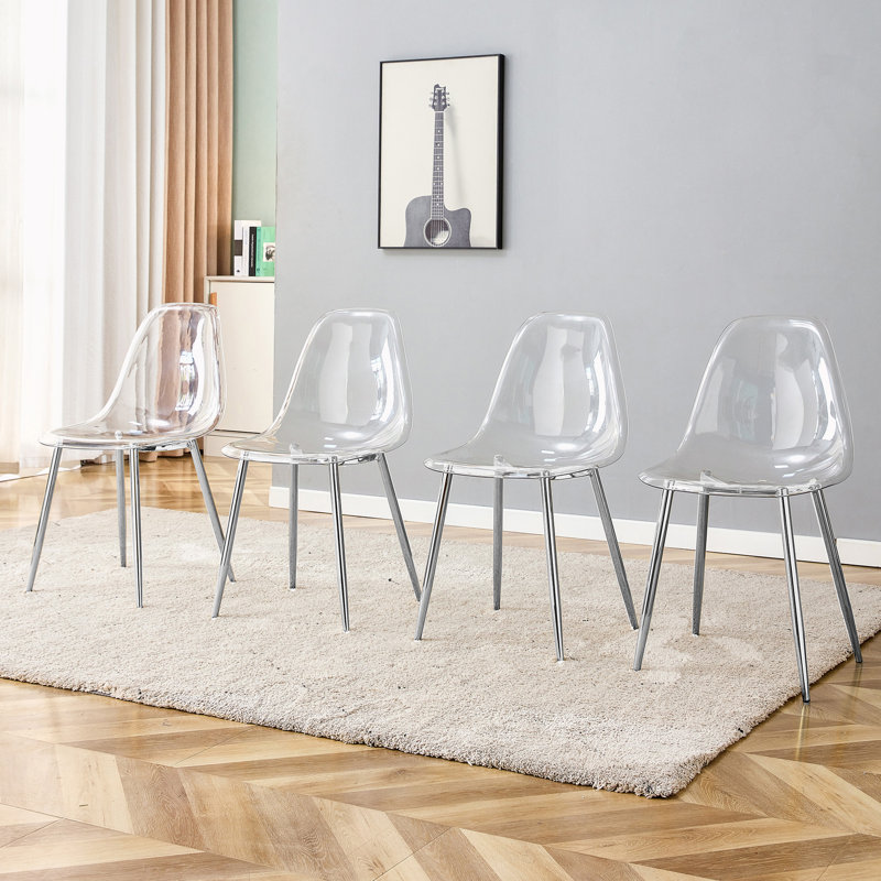 Chaise de salle à manger Ilianis, Argent argent, Ensemble de 4