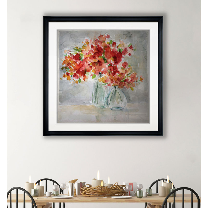 « red arrangement », reproduction sur toile, H 30,5 po x l 30,5 po x P 1,5 po, Cadre plastique noir
