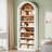 79.53" Tall 8-Tier White & Brown Arched Open Display Storage Shelving Unit For Living Room-1560236072
