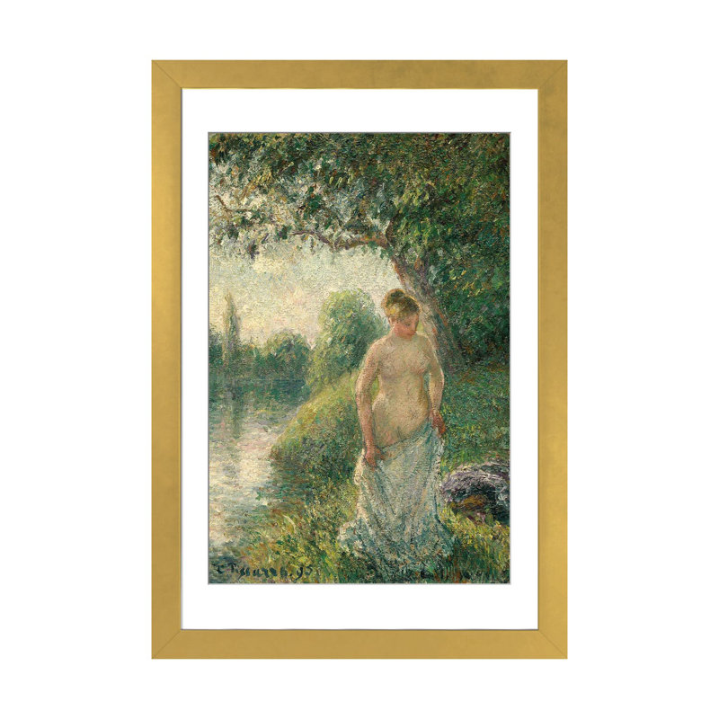 The Bather - CPI98, Papier à cadre ouvert avec passe-partout, H 24 po x l 16 po, Gold