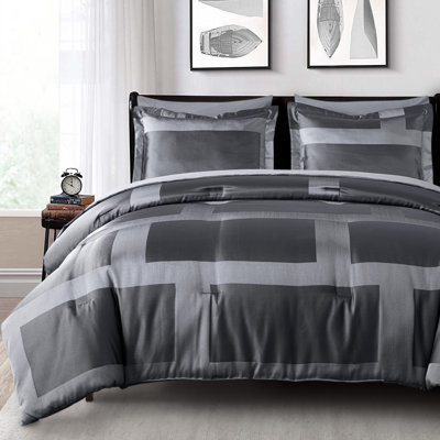 Hamilton 7-Piece Modern Jacquard Bed in a Bag Comforter Set with Sheets