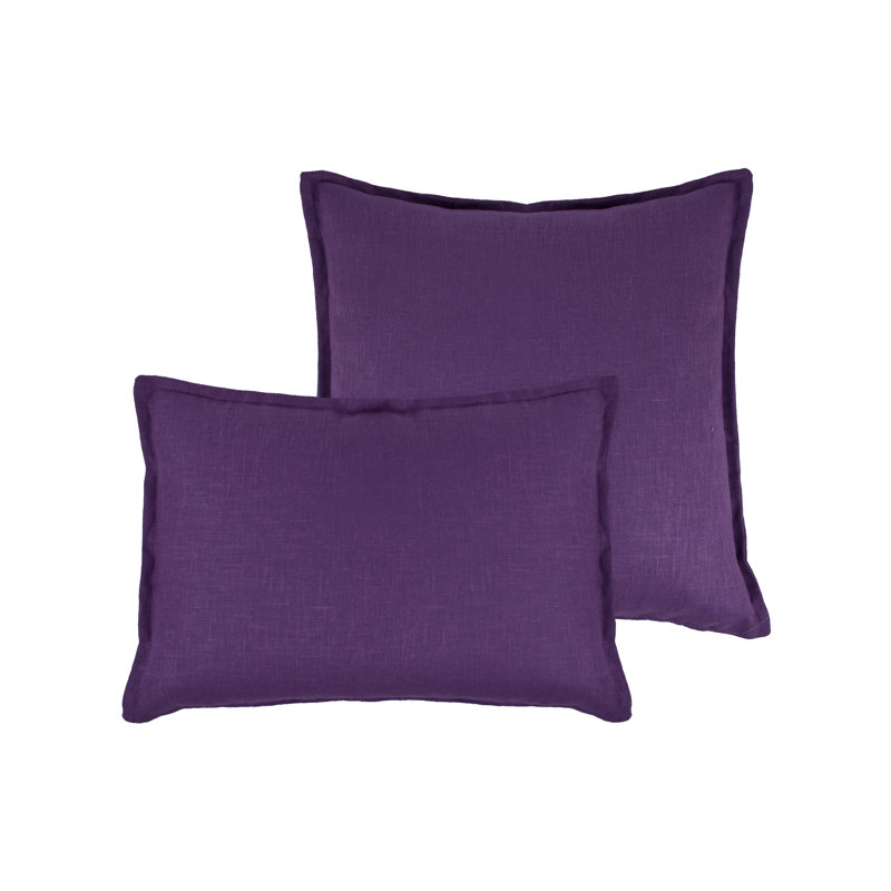 Lombard Linen Reversible Throw Pillow, Purple