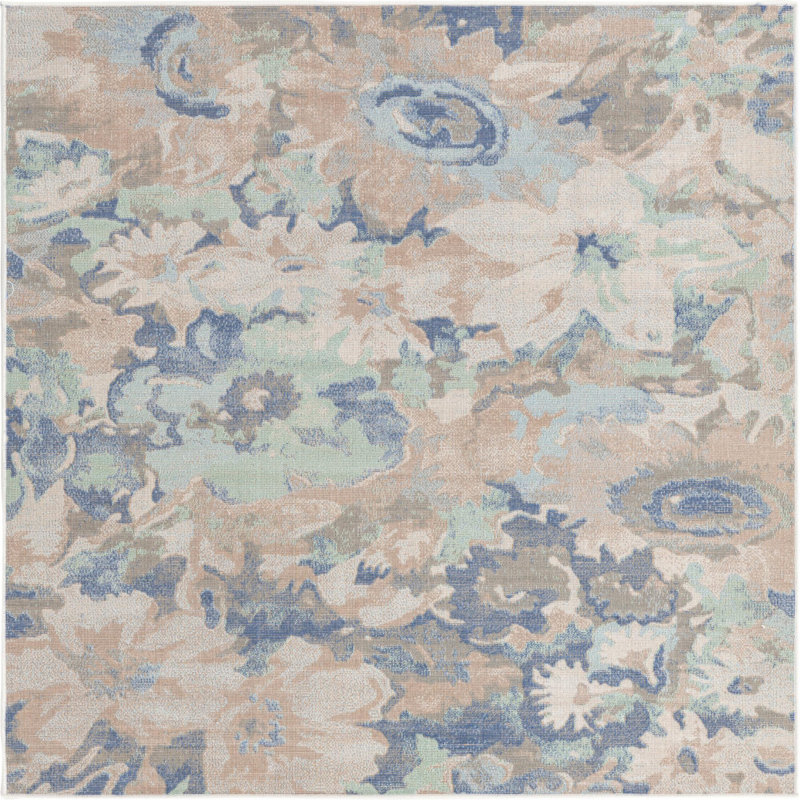 Floral Indoor Rug, Square 6'