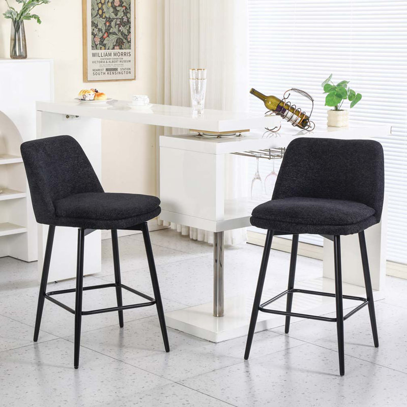Counter Height Swivel Bar Stools, Black