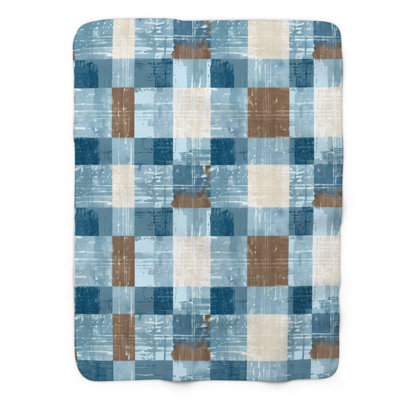Bleu-brun - couverture en sherpa de qualité supérieure 1 pièce
