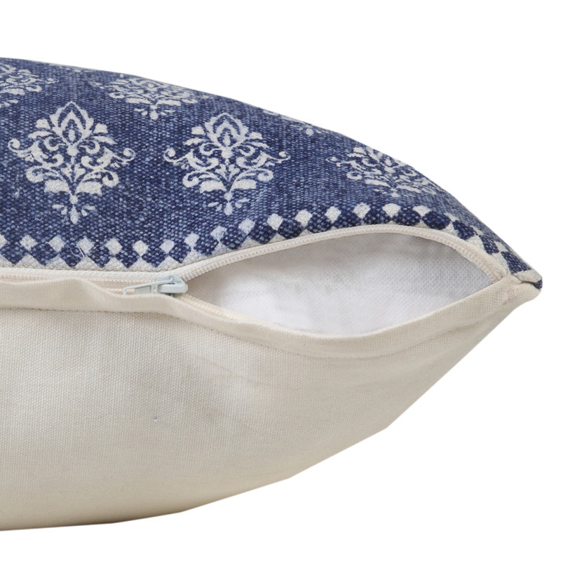 20" X 20" Twilight Blue And White 100% Cotton Geometric Zippered Pillow, Polyester/Polyfill, Navy/White