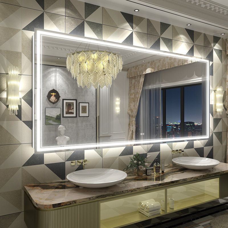  Wayfair Basics® UL Certified Front & Back LED Anti-Fog Tempered Glass Bathroom/Vanity Mirror , 84" x 40"