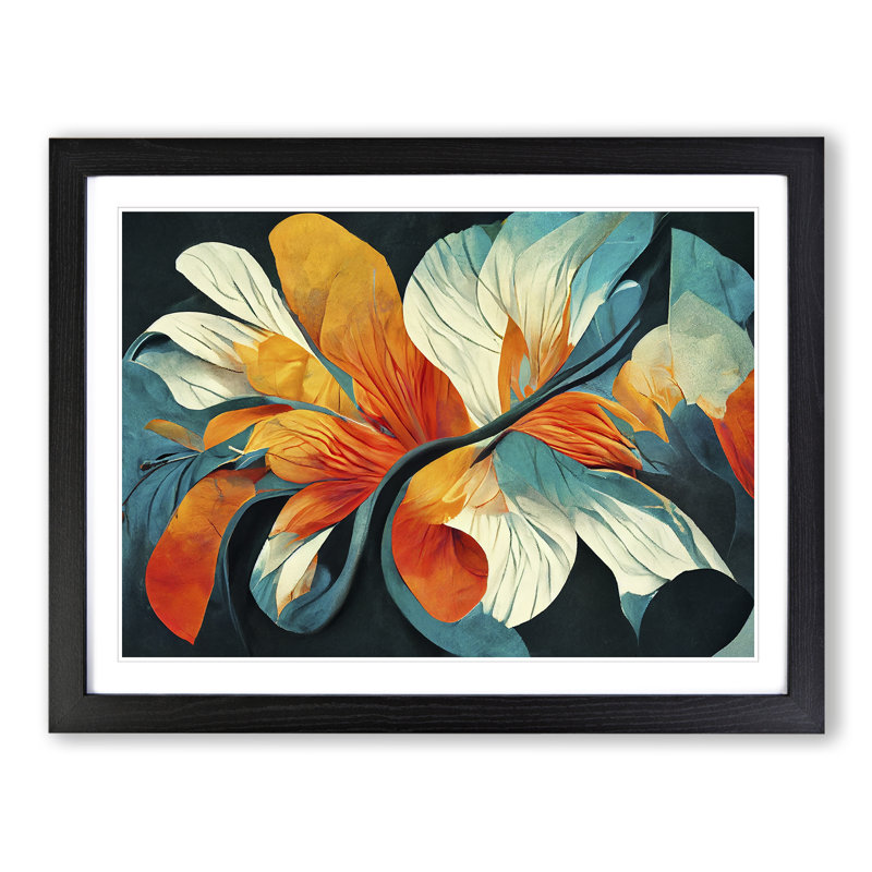 Abstract Floral Art Vol.1 - Single Picture Frame Painting, Black, 46cm H x 64cm W x 2cm D