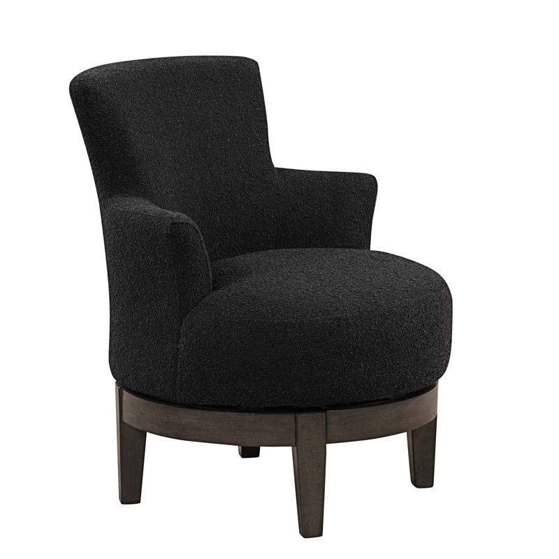 Fauteuil à oreilles pivotant de 30 po de large Annloraine, Sherpa noir