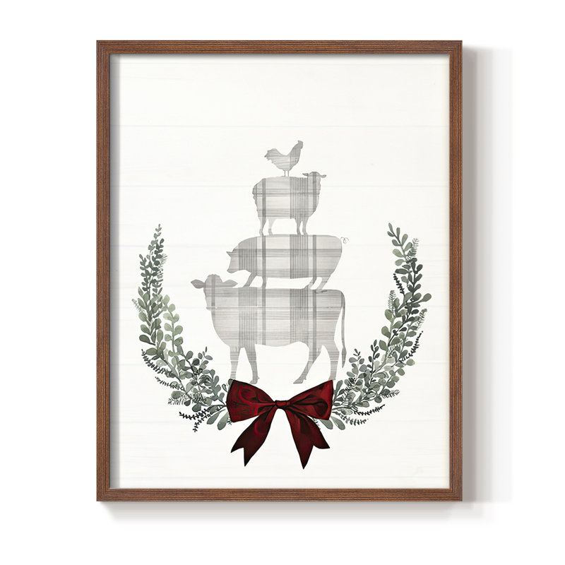 Yuletide Animals II Framed Print - Solid Wood, Walnut, 30" H x 24" W
