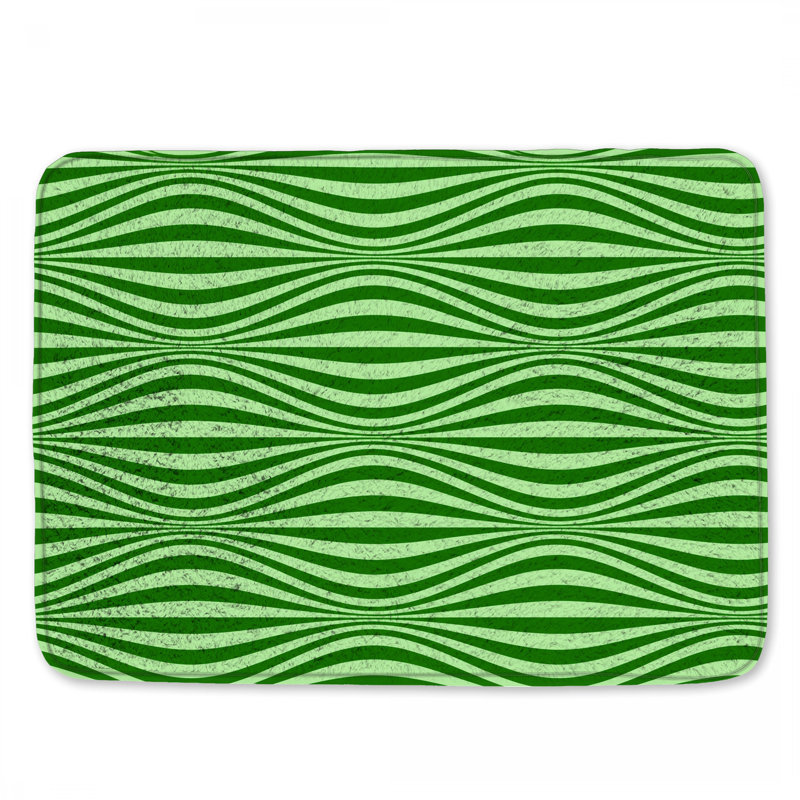 Tapis de bain Green Wavy Lines, L 24 po x L 17 po