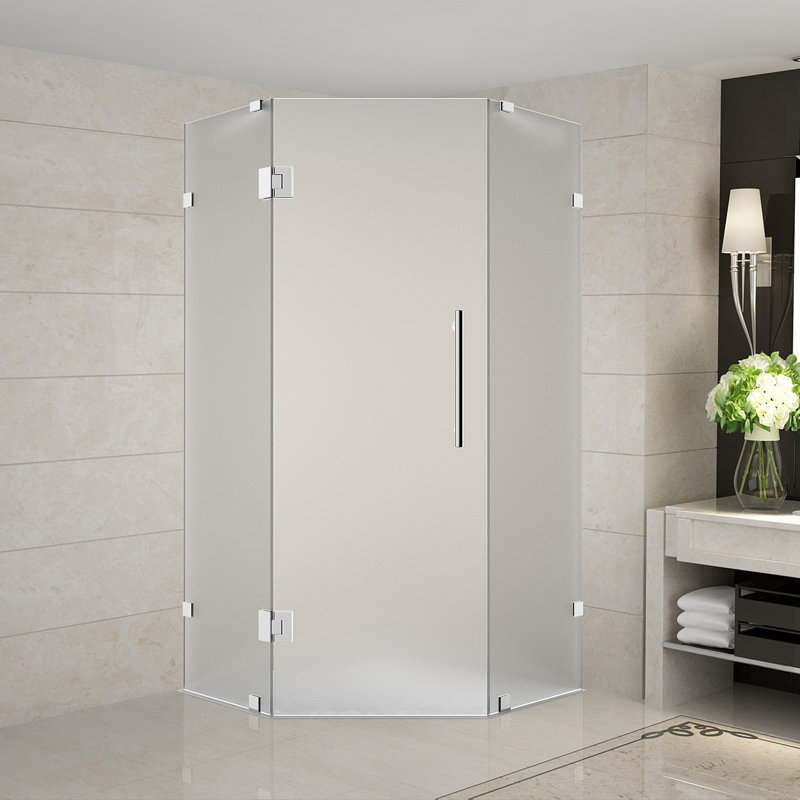 Porte de douche à charnière sans cadre 36 "x 72" Neoscape, Acier inoxydable brossé