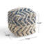 Pouf en laine et coton Alina, naturel et bleu (SEULEMENT OTTOMAN)