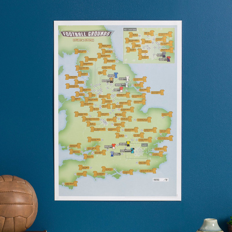 Scratch Off 92 Football Grounds - No Frame Print