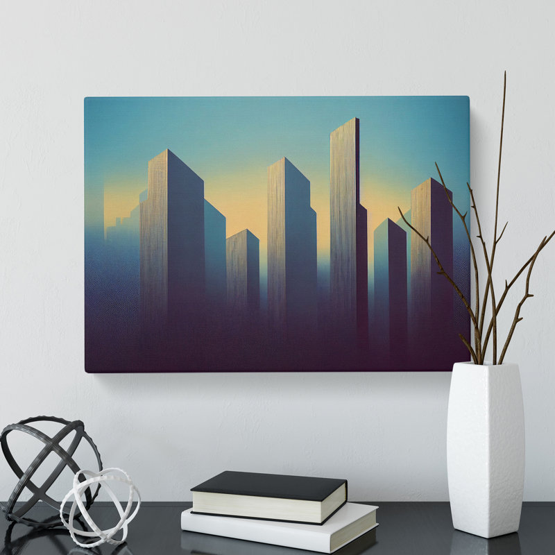 Bright Skyscraper Skyline - Wrapped Canvas, 40cm H x 60cm W x 3cm D