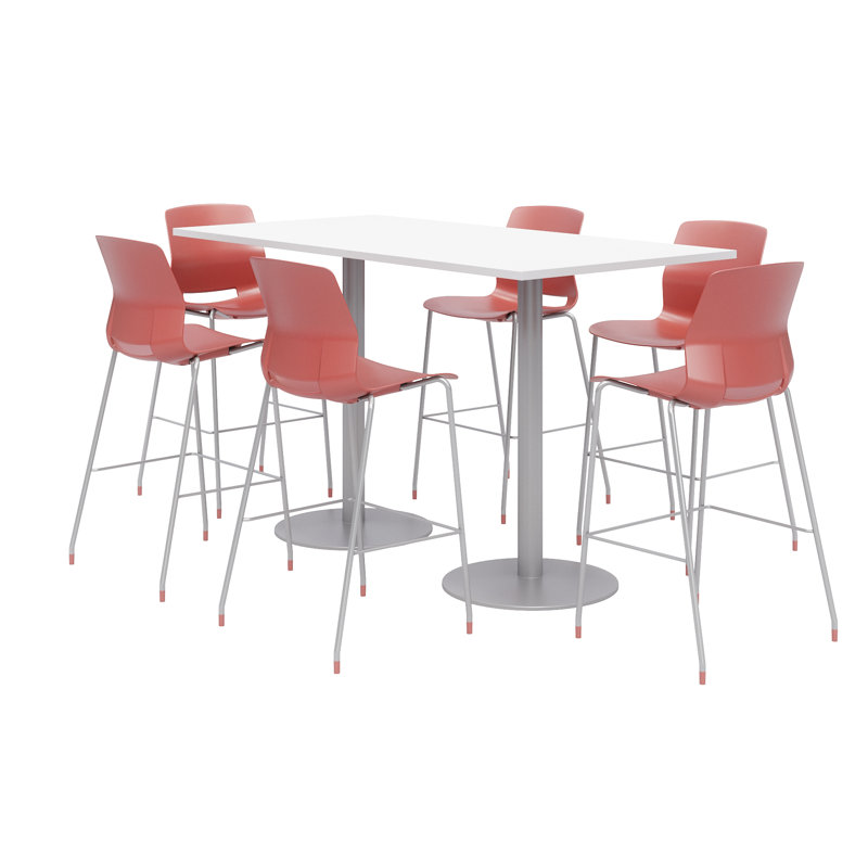 Ensemble de table de salle à manger rectangulaire 72 "et chaise, Corail, Blanc de designer