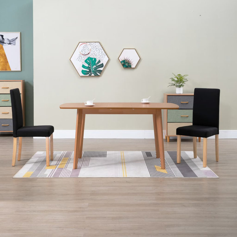 Chaise d'appoint avec pieds en bois massif pour la cuisine, 2, Noir, Natural