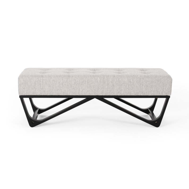Cadre chic recouvert de gris avec surpiqûres gaufrées sophistiquées, cadre, l 48,53 po x P 17,04 po, H 16,12 po gris moderne, plateau piqué, l 48,53 po x P 17,04 po