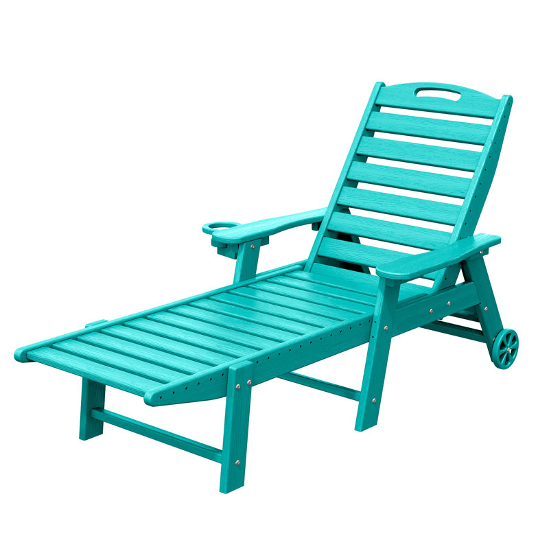 Chaise longue d'extérieur Wheels, Bleu lac