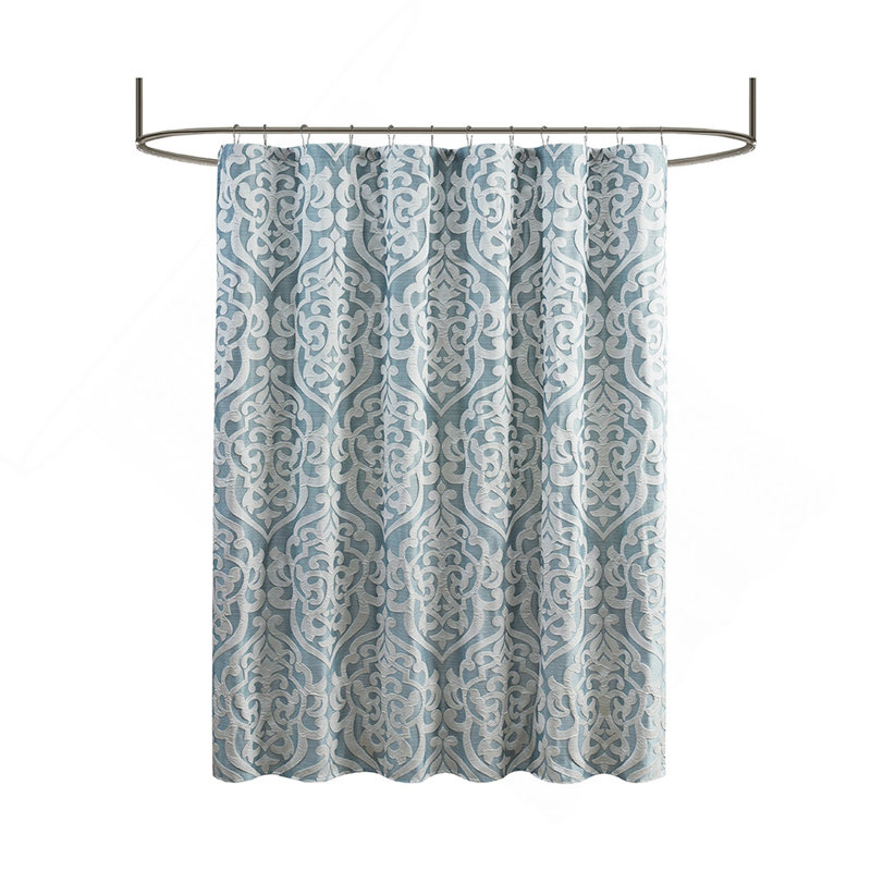 Rideau de douche jacquard, Aqua / argenté