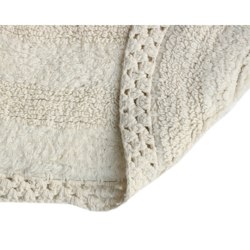Adiraica 100% Cotton Bath Rug, Ivory