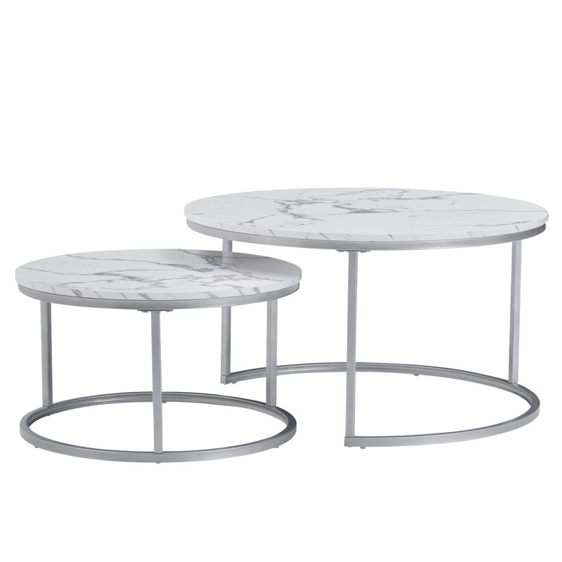 Frame Coffee Table, Silver, White Marble, Marble