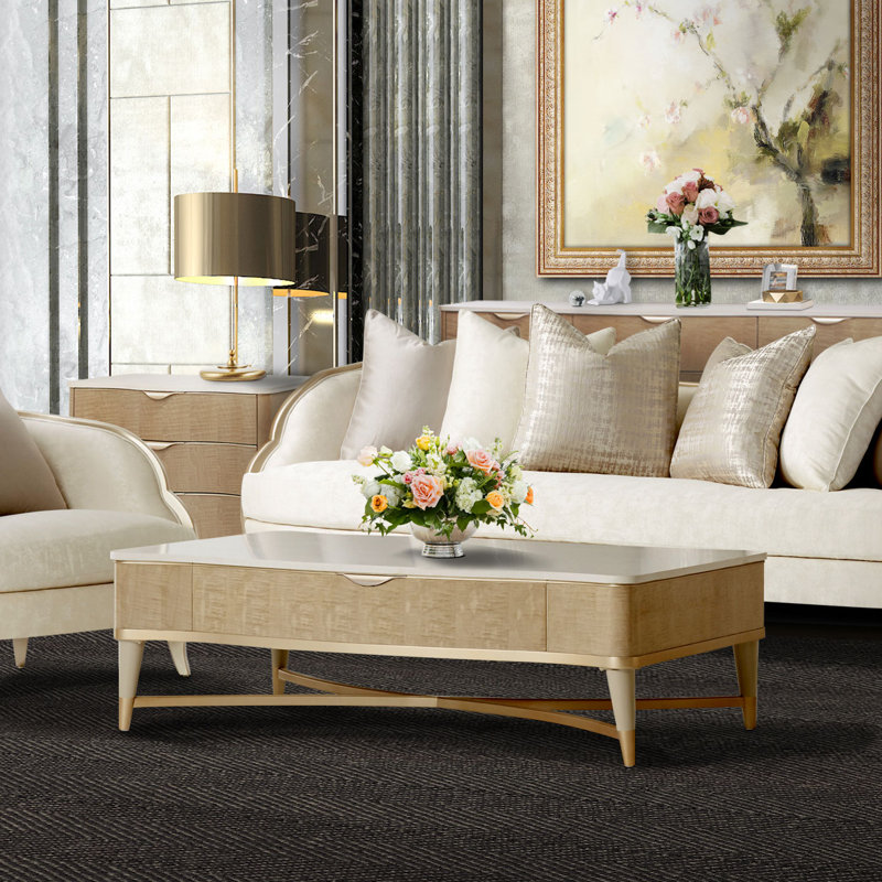 Malibu Crest Marble Coffee Table, Blush/Chardonnay/Creamy Pearl