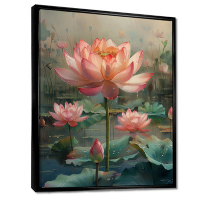 Pink Green Lotus Sacred Bloom S - Lotus Wall Decor