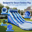 Glissade d'eau gonflable de 20 pi avec pataugeoire et glissade double, amusement d'été pour les enfants, mur d'escalade et souffleur inclus (bleu)