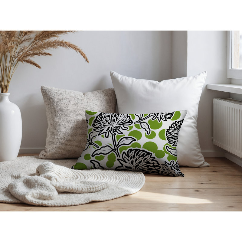 Oreiller rectangulaire réversible intérieur / extérieur Jae, Chartreuse, Rectangle H 14 po x l 20 po