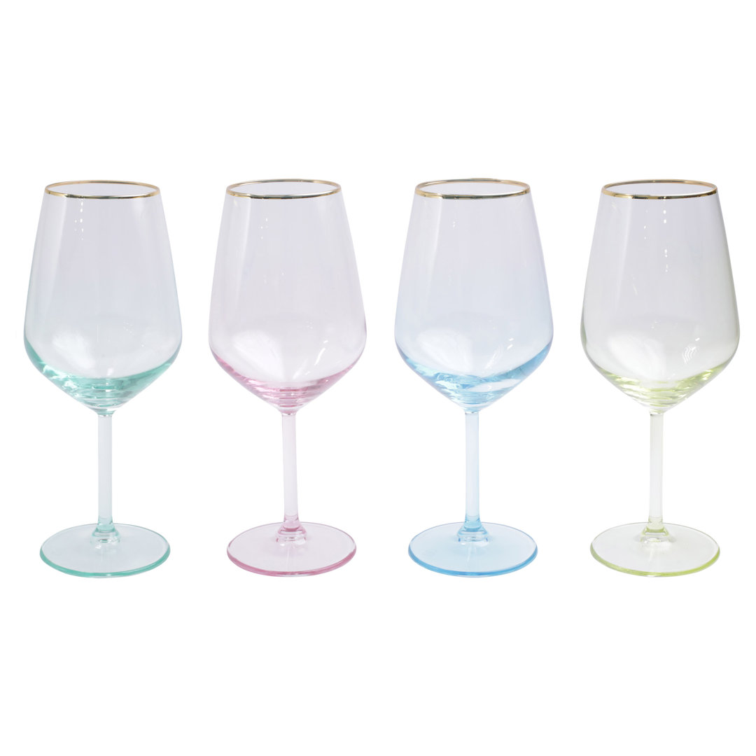 Rainbow 15oz. Handmade Wine Glass Set (Set of 4) Viva by Vietri